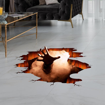 Halloween Wall Decals 3D Floor Wall Ceiling Stickers, Ghost Hand Scratching Wall Posters Removable Halloween Art Murals Window Clings Vinyl Wallpaper for Bedroom Bar Pub Living Room