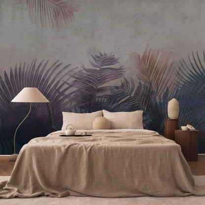 artgeist Premium Wall Mural Jungle 138x101 in - Non-Woven Wallpaper Fleece Wall Decor Photo Print Picture Image Design Leaves Botanical Nature Purple Grey b-A-0827-a-a