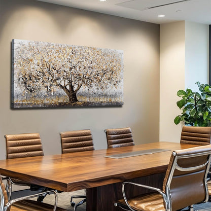 CHUDANHAO Abstract Grey Graffiti Wall Decor Big Tree Painting Gold Photo Prints Modern Canvas Art for Dining Room Bedroom 24"x48" Gallery Wall Art