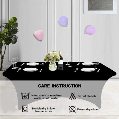 IVAPUPU 2 Pack 4FT Table Cloth for Rectangular Fitted Events Stretch Black Table Covers Washable Spandex Spring Tablecloth Protector for Party, Wedding, Cocktail, Banquet, Festival