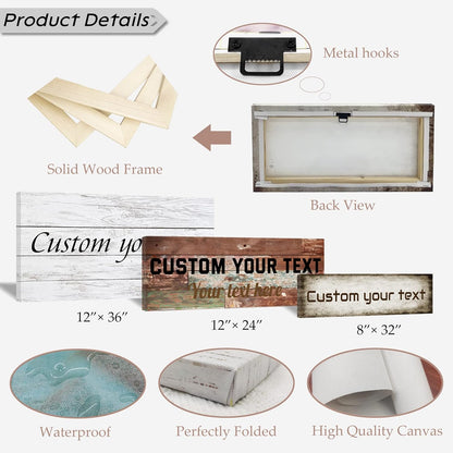 LZIMU Custom Signs for Wall Personalized Canvas Prints Sign with Your Text Customized Family Sign Wall Art for Rustic Farmhouse Home Decor (12"x24")