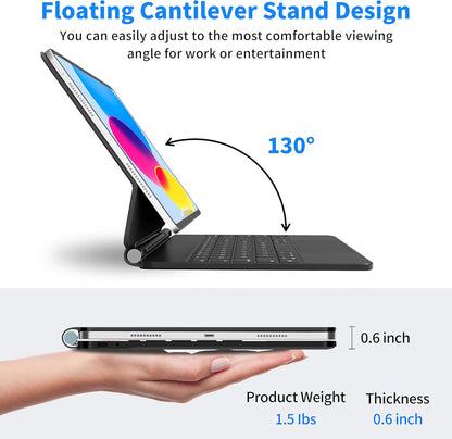 Keyboard Case for iPad 11th (A16, 2025) and iPad 10th Generation (10.9" 2022), Magic Keyboard for ipad 10th Generation with Multi-Touch Trackpad, Floating Cantilever Stand, Backlit Keys (Black)