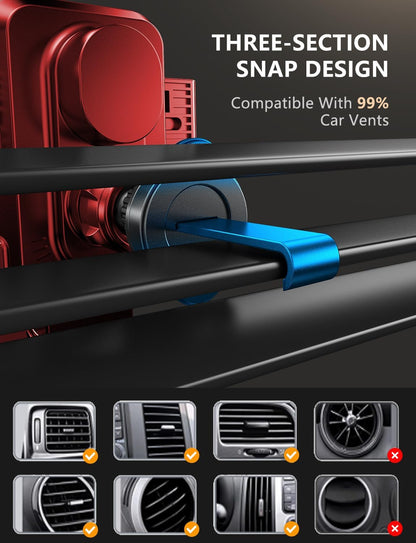 Wireless Car Charger, Phone Holders for Your Car, 15W Auto Clamping Phone Mount Car Accessories for iPhone 16 15 14 13 12 Mini Pro Max 11, Samsung Galaxy S24 Ultra S23 S22+ Note 20, etc - Red