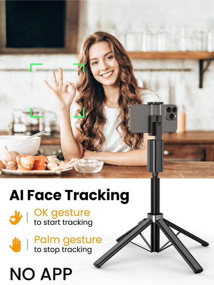 Face Tracking Tripod for iPhone,57'' Expandable Selfie Stick for iPhone,Phone Tripod for Android with Remote, No APP,Gesture Control,Content Creator Essentials for YouTube, Tiktok,Smart M3