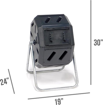FCMP Outdoor IM2000 Tumbling Composter Canadian-Made, 100% Recycled Resin - Outdoor Rotating Compost Tumbler Bin for Garden, Kitchen, and Yard Waste, Black (22 Gallon)