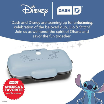 Disney | Dash MultiMaker® Double Mini Maker System - Convenient Electric Waffle Maker - Features Interchangeable, Dishwasher-Safe Plates - Quick Cleanup & Simple Setup - Lilo & Stitch Design