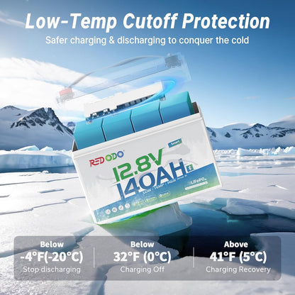 Redodo 12V 140Ah LiFePO4 Battery Group31, 10-Year Lifespan, 150A BMS & Bluetooth Monitoring, Ideal for RVs, Solar, Marine, Boat, Solar and Off-Grid