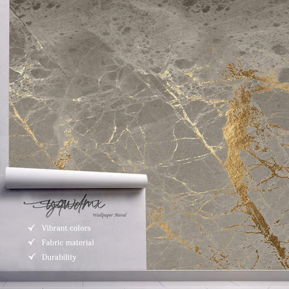 -Gold Abstract Marble Texture Bedroom Wallpaper XT15 M 140" x 91"