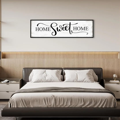 HLJ ART Home Sweet Home Wall Decor Above Bed 16"x48" Framed Large Bedroom Signs Decor for Master Family Room Living Room Dining Room,Modern Farmhouse Ructic Home Sign Behind Couch Wall Decor