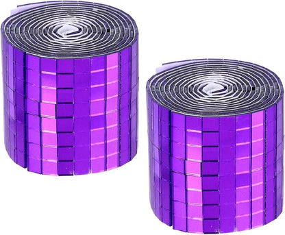 MECCANIXITY Self Adhesive Glass Mirror Mosaic Tiles 3200 Pcs 5 x 5 mm Disco Tiles for Craft Decoration Glass Mirror Disco Ball Purple 2 Pcs