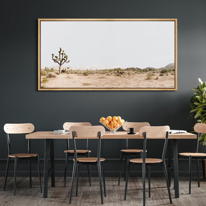 MUDECOR Extra Large Framed Canvas Print Wall Art Desert Solitude Joshua Tree Landscape Antique Retro Fine Art Illustrations Decorative Colorful for Bedroom - 60"x30"