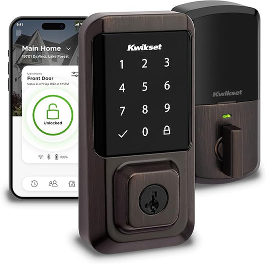 Kwikset Halo Wi-Fi Smart Lock, Keyless Entry Front Door Touchscreen Deadbolt, App Control, Grade AAA Certified, Easy Install No Hub, Venetian Bronze Finish