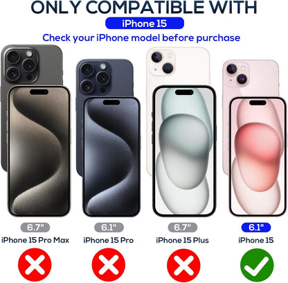 Screen Protector for iPhone 15 [6.1 Inch],2 pcs Colorless Anti-Blue Light Tempered Glass Films,HD Clear, 9H Hardness, No Bubbles, Case Friendly with 2 pcs Camera Lens Protector
