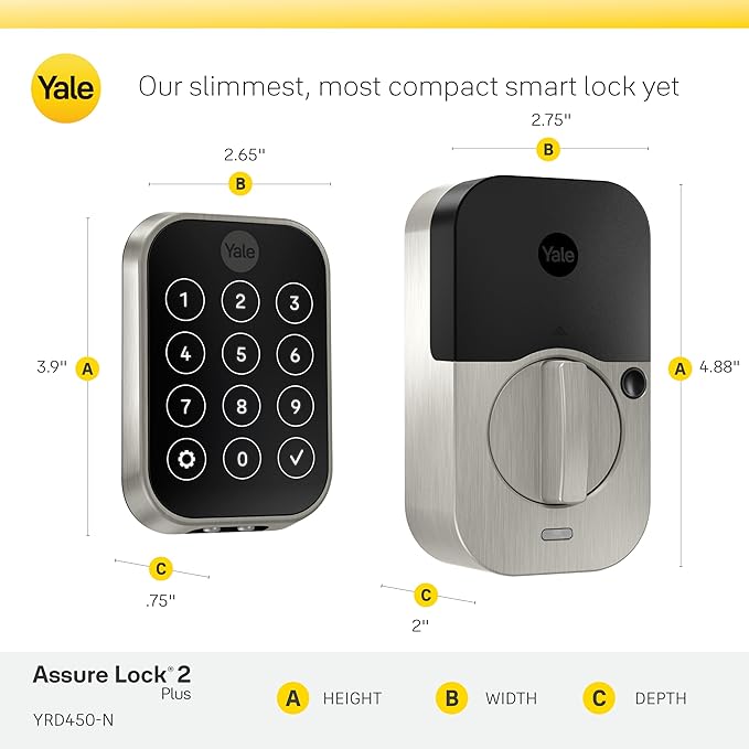 Yale Assure Lock 2 Plus Apple Home Keys Deadbolt (Tap to Open), Oil Rubbed Bronze Key-Free Smart Entry Door Lock with Wi-Fi Connected Touchscreen Keypad for Code Entry, YRD450-N-WF1-0BP