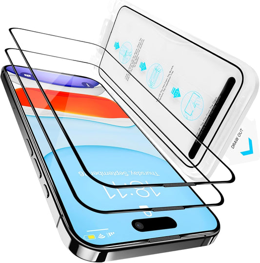 2 Pack Screen Protector for iPhone 16 Pro,Durable and Drop-Proof with 9H Hardness,Bubble-and-Dust-Free 16 Pro HD High-Aluminum Tempered Glass,Easy Installation Exclusively,