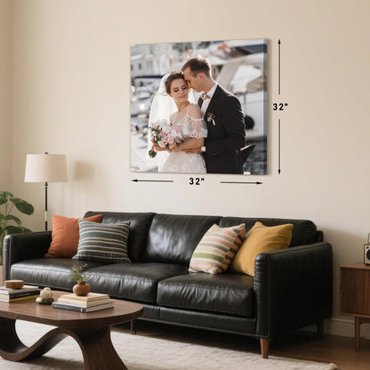Personalized Custom Canvas Prints with Your Photos & Text, Customized Picture Print, Transform Own Images Into Framed Wall Art Digitally Printed Photo to Canvas, Keepsakes Gifts for Family 28x28’’