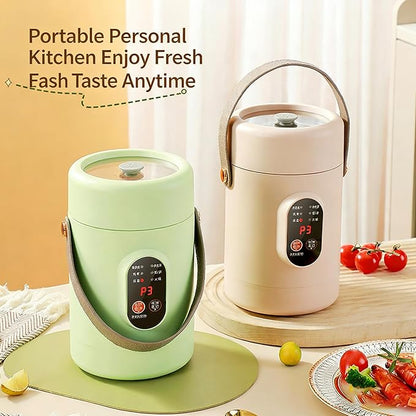 Multifunctional Health Pot, 500W Portable Mini Electric Cooker with Ceramic Glaze Inner & Steamer, Small Slow Cooker with 12-Hour Reservation, for Porridge, Rice, Soup & Steaming (1600ml-Pink)
