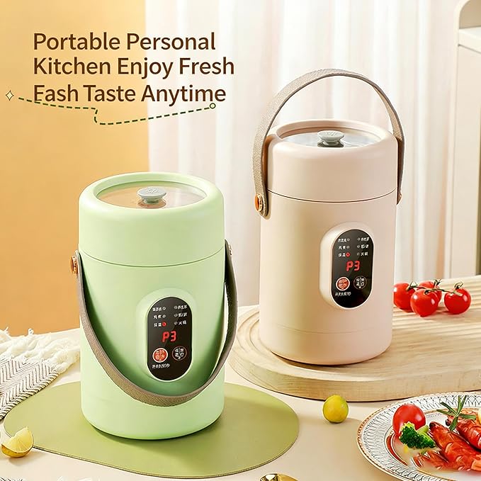Multifunctional Health Pot, 500W Portable Mini Electric Cooker with Ceramic Glaze Inner & Steamer, Small Slow Cooker with 12-Hour Reservation, for Porridge, Rice, Soup & Steaming (1200ml-Pink)