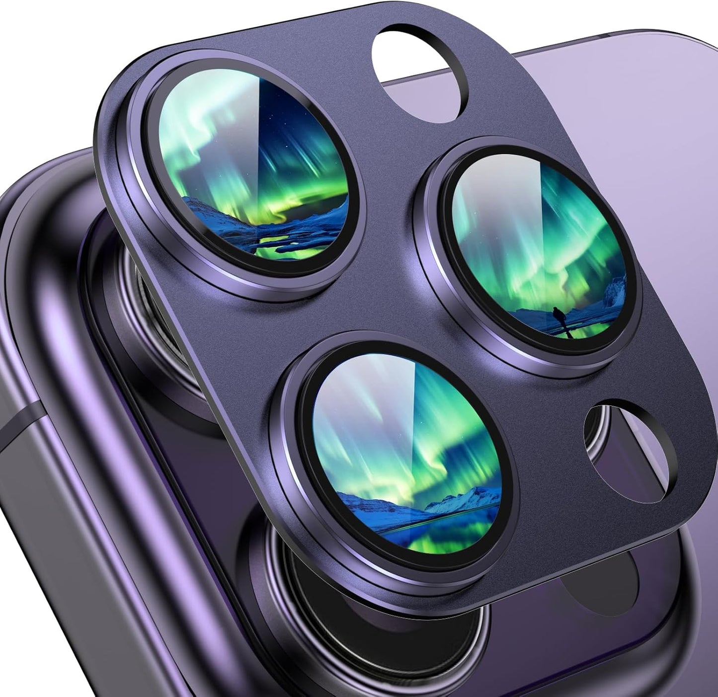 Compatible with iPhone 14 Pro Max Camera Lens Protector, [Case-Friendly][Strong Adsorption][AR Anti-Reflection]Tempered Glass Full Coverage Camera Screen Protector for iPhone 14 Pro,Purple