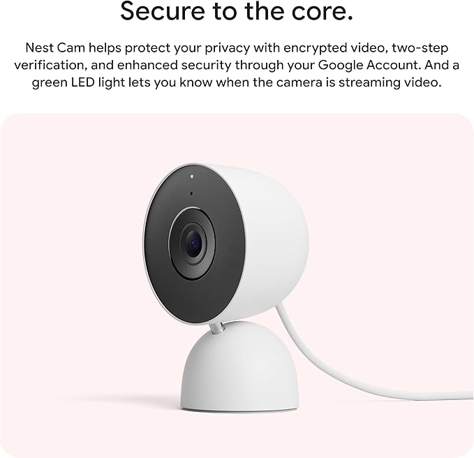 Google Nest Cam Indoor (Wired, 3rd Gen) - Security Camera with 2K Video and Gemini, Night Vision, 2-Way Audio, Works with Google Home - 2025 Model - Snow