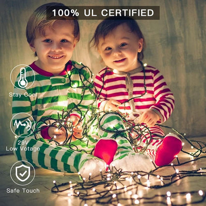 AmyHomie Warm White Christmas Lights, 108Ft 300LED Plug-in Christmas String Lights,8 Modes Waterproof Fairy String Lights for Outdoor & Indoor Christmas Tree Home Patio Garden Party Wedding Decor