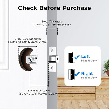 TCL Smart Lock D1 Pro, Palm Vein Recognition Door Lock with App Control, Keyless Entry Door Lock for Front Door, Wi-Fi Keypad Deadbolt, Compatible with Alexa & Google Assistant, Rechargeable Battery