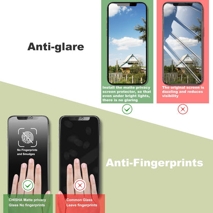 (2-Pack Matte Privacy Anti-Spy Screen Protector for iPhone X/XS/11 Pro (5.8-Inch),9H Tempered Glass,Anti-Glare,Full Coverage,Anti-Fingerprint,Auto Dust Removal,Bubble-Free