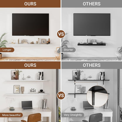 Heimlove Floating Shelves for Wall 36 Inches Long,9.3" Deep White Floating Shelf Set of 2,Wall Mounted Shelves for Bathroom Bedroom Living Room Kitchen Office,Shelf for Books Storage,Home Decor