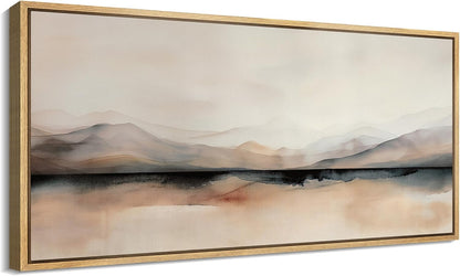 MUDECOR Extra Large Framed Canvas Print Wall Art Abstract Mountain Hues Modern Minimalist Landscape Antique Retro Fine Art Illustrations Decorative Colorful for Bedroom - 60"x30"