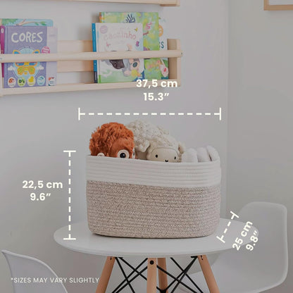 OrganiHaus Set of 3 Woven Storage Baskets for Organizing, Cotton Rope Organizer Bins for Shelves, Closet & Nursery, Dog Toy Basket, Decorative Bins for Toys, Towels & Books - 15x10x9, Brown