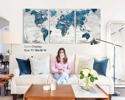 Wall Decor Living Room Motivational Framed Wall Art Large Office Decor for Wall Home Decorations for Bedroom Blue Grey Paintings Dining Room Pictures