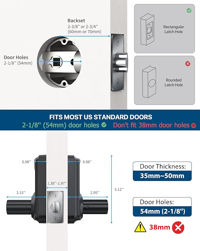 HIDALIFE Keyless Entry Door Lock, Electronic Keypad Door-Lock with Handle, Touchscreen, Auto-Locking, Anti-peep Password, Easy to Install for Front Door, Home, Office, Satin Nickel