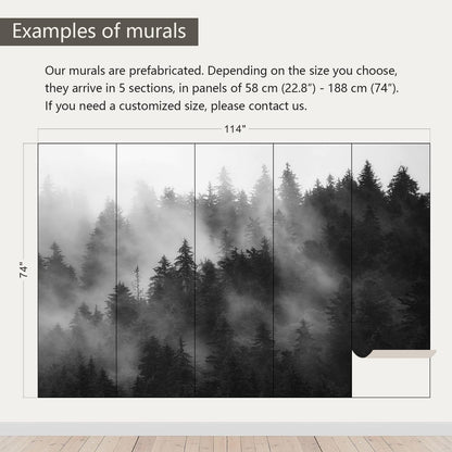 AFZEVEB-Dark Misty Forest Wallpaper Wall murals for Bedroom 114"x74" (Not Peel and Stick)