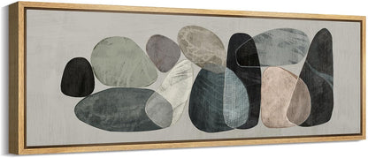 MUDECOR Large Framed Canvas Print Wall Art Abstract Elegance Contemporary Stone Shapes Illustrations Antique Retro Fine Art Illustrations Decorative Colorful for Bedroom - 60"x20"