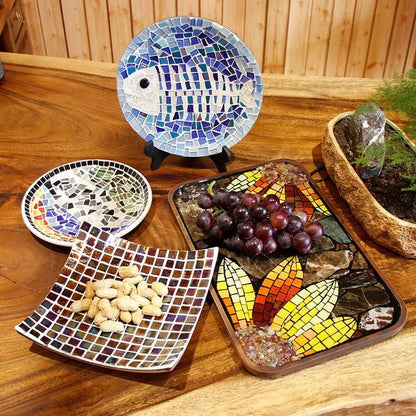 1.1 LB Irregular Crystal Mosaic Tiles,Small Particle Color Decal Crystal Glass Tile DIY Hobbies Children Handmade Crystal Craft for DIY Handmade Decorative Materials (Blue Series)