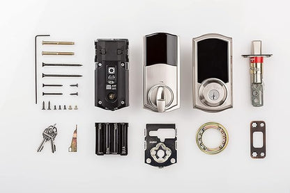 Kwikset 916 Keyless Entry Touchscreen SmartCode Electronic Deadbolt Smart Lock Featuring SmartKey Security and ZigBee 3.0 Technology in Traditional Satin Nickel, Zigbee Hub Sold Separately