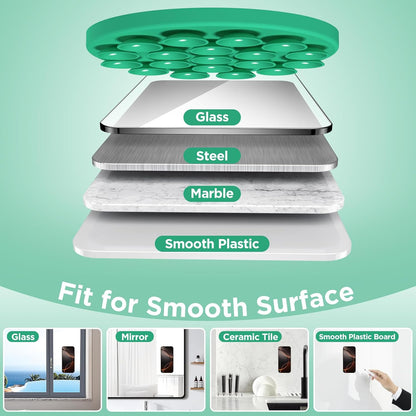 Magnetic Suction Cup Phone Mount for MagSafe Case, Silicone Hands-Free Grip Holder for iPhone and Android, Mirror Shower Phone Stand for Makeup FaceTime Gym Kitchen Bathroom, Emerald Green