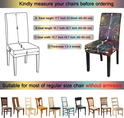 JQinHome Spider Halloween Chair Slipcover,Web Black Chair Covers Set of 4, High Stretch Washable Chair Protector Cover for Dining Room, Kitchen,Home Party,Wedding Ceremony(Spider,4PC)