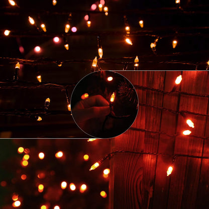 Minetom Halloween String Lights Outdoor, 39Feet 100 LED Waterproof Christmas Lights with 8 Lighting Modes for Halloween Garden Party Christmas Xmas Tree Lights Decor, Orange
