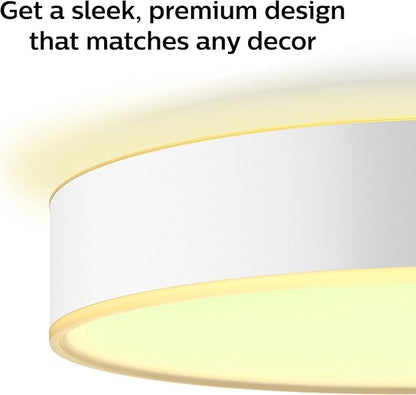 Philips Hue Enrave Large Ceiling Lamp, White - White Ambiance Warm-to-Cool White Smart LED Light - 1 Pack - Control with Hue App - Compatible with Alexa, Google Assistant, and Apple Homekit