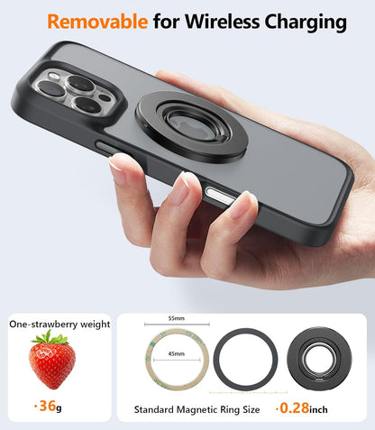 TORRAS 2025 Upgrade (Dual-Ring) Fit for MagSafe Phone Grip Ring Holder Compatible with MagSafe Kickstand Magnetic for iPhone 16/15/14/13/12/11 Samsung, Google Accessories, Black