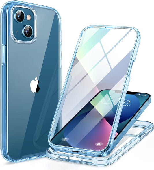 Miracase for iPhone 13 Case 6.1'', [Bubble Free] Full-Body Bumper Phone case with Built-in Full Glass Screen,No Gap,Compatible with MagSafe,Blue