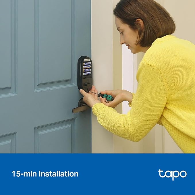 Tapo Smart Wi-Fi Deadbolt Door Lock - Fingerprint Recognition, Keyless Tactile Buttons & in-App Monitoring, Auto-Lock, IP54, BHMA Certified, Compatible with Standard Door Sizes, Tapo DL105