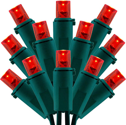 200 Count Red Wide Angle LED Christmas Lights, 66 ft Green Wire UL Certified Commercial Grade 5mm Holiday String Light Set (Red)