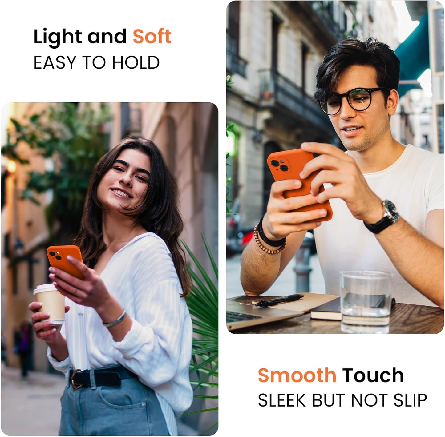 FireNova Designed for iPhone 15 Case, Silicone Upgraded [Camera Protection] Phone Case with [2 Screen Protectors], Soft Anti-Scratch Microfiber Lining Inside, 6.1 inch, Neon Orange