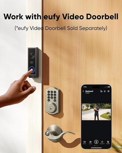 eufy Security Smart Lock C30, Keyless Entry Door Lock, Built-in WiFi Keypad Deadbolt for Front Door, No Bridge Required, Easy Installation, App Remote Control, Reliable Power, Traditional, Nickel