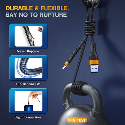 OIITH Apple MFi Certified iPhone Charger Cable 3 Pack 6 Ft, Long Lightning Charging Cord, Fast 2.4A iPhone USB Cord Compatible with iPhone12/11/XS/Max/XR/X/8/8P/7P/6 - Orange