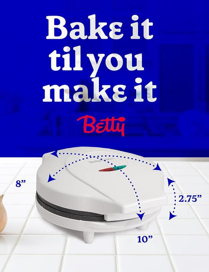 Betty Crocker 8" Travel Pizza Maker Plus, Indoor Electric Grill With Insulated Travel Bag, Nonstick Pan for Pizzas, Quesadillas, Nachos and more, Personal Pizza Machine for Delicious Meals, White