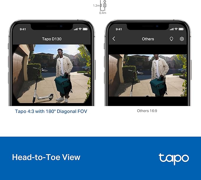 Tapo 2K Wired Smart Video Doorbell - 180 Ultra-Wide Field of View, Person/Vehicle/Package Detection, 2-Way Audio, Color Night Vision, Subscription-Free Local Storage or Optional Cloud, D130