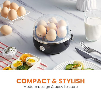 Elite Gourmet EGC115B Easy Egg Cooker Electric 7-Egg Capacity, Soft, Medium, Hard-Boiled Egg Cooker with Auto Shut-Off, Measuring Cup Included, BPA Free, Classic Black